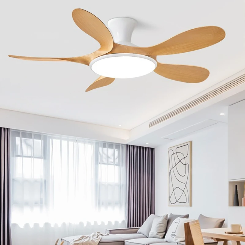 Ceiling Fan Pendant Lamps Living Dining Room Modern Minimalist Full Spectrum Fan Lights Bedroom Straight Leaf Indoor Home Decor