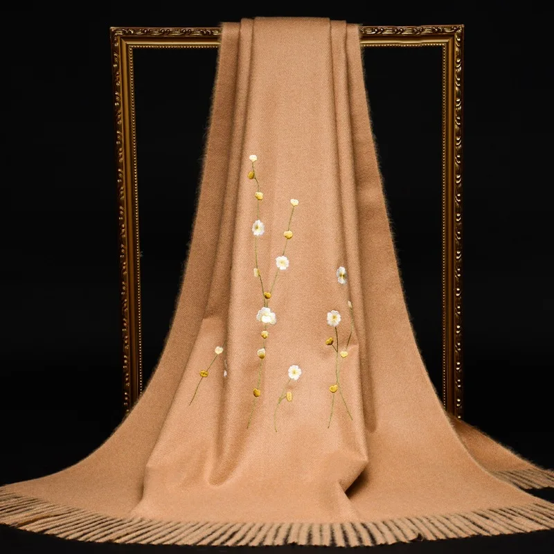 Suzhou Embroidery Wool Shawl Winter Outer Wear Double-Sided Cashmere Talma Scarf Dual-Use