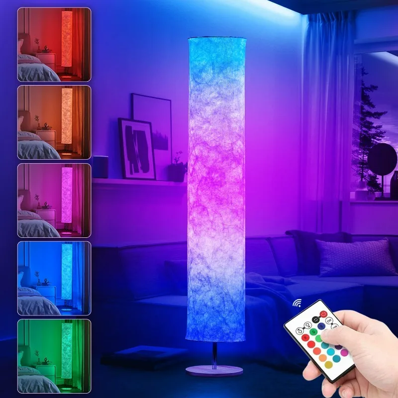 

LED Fabric Floor Lamp with Remote Control Dimming RGB Seven Color Ambient Light Decoration for Living Room and Bedroom