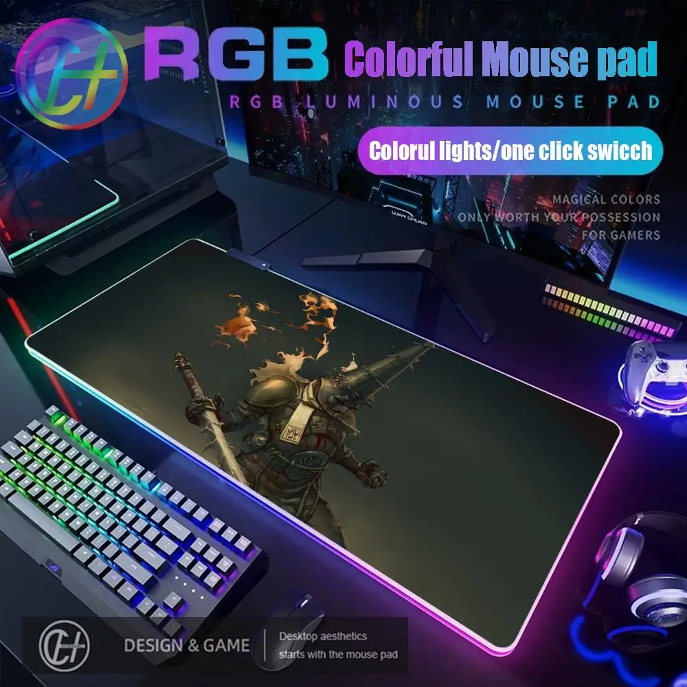 80x40cm HYBXAXC Mouse Pad RGB Gaming Mouse Pad Desk Mat HD Gamer Large Gaming LED Light XXL game B-Blasphemous RGB Mouse Pad