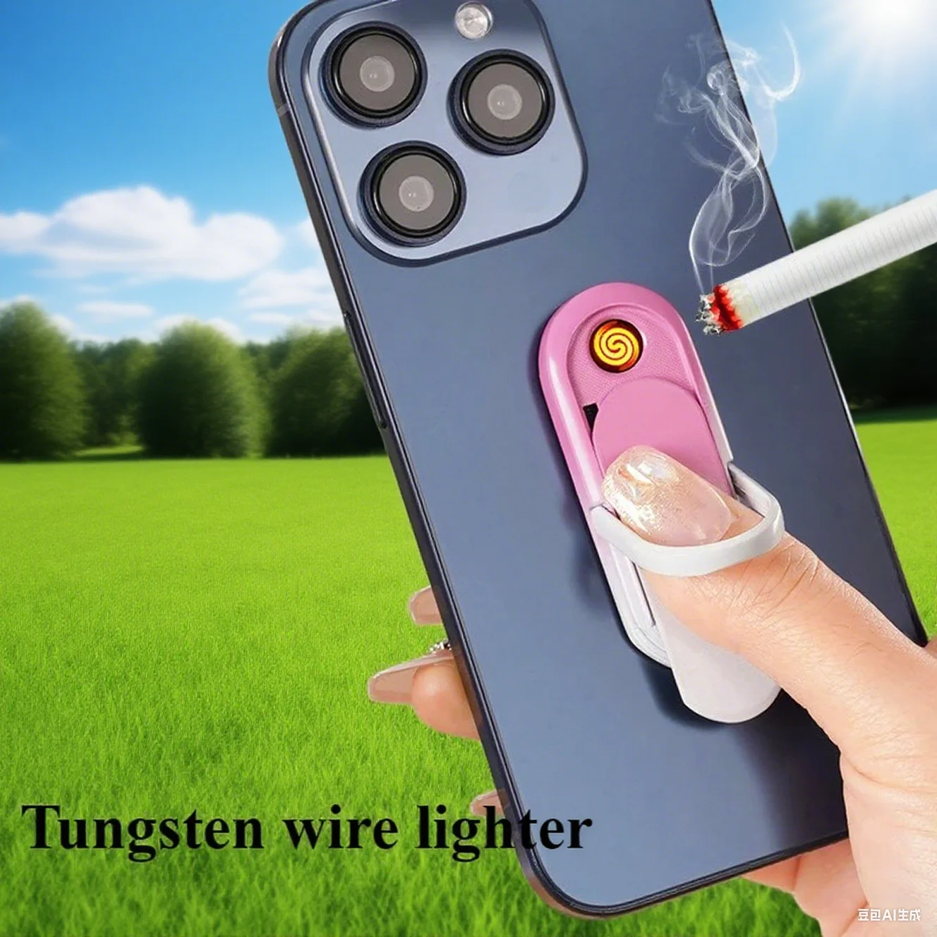 

Hot Selling Creative Multifunctional Ring Buckle Phone Holder Cigarette Lighter Creative USB Charging Lighter Cigarette Lighter