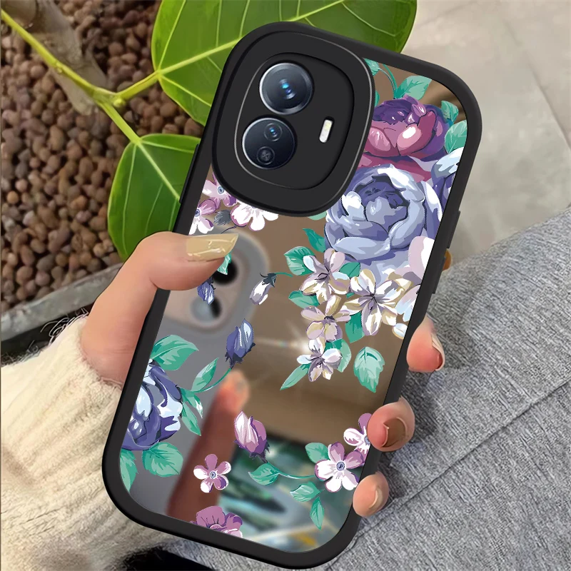 Phone Case For Vivo Y66 Y77 Y77E Y85 Y95 Y22 Y22S Y35 Y36 4G 5G Y31 Y53S Y50 Y51 2020 Y30 Y51A Mirror Flower Butterfly Cover