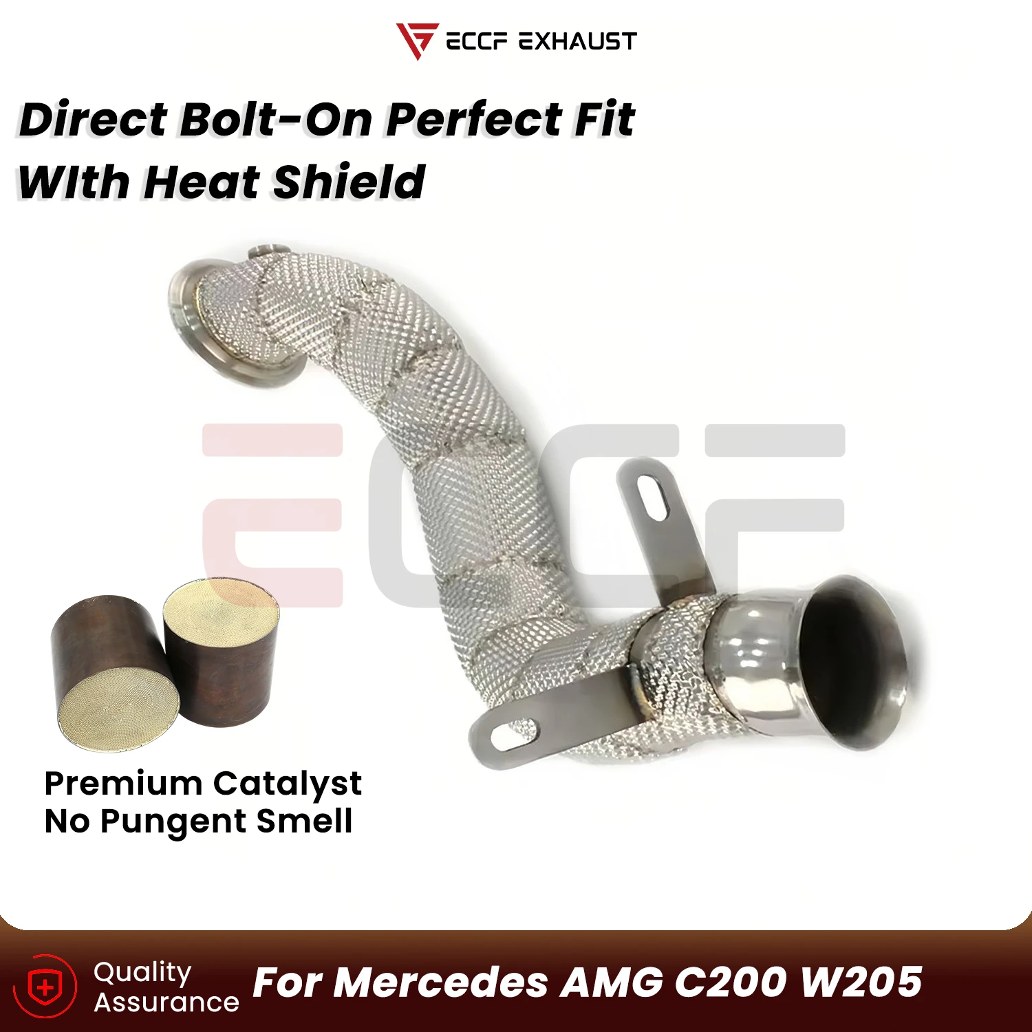 

Sporty Downpipe With Heat Shield For Mercedes AMG C200 W205 Aggressive Exhaust Sound Plug and Play Performance Upgrade
