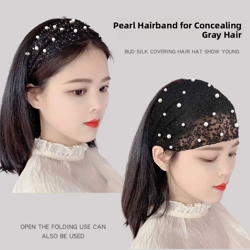 Elegant Thin Hollow out Hair Band Hat for Covering Gray Hair Youthful Looking Front Hair Decoration Spring Summer Korean Style