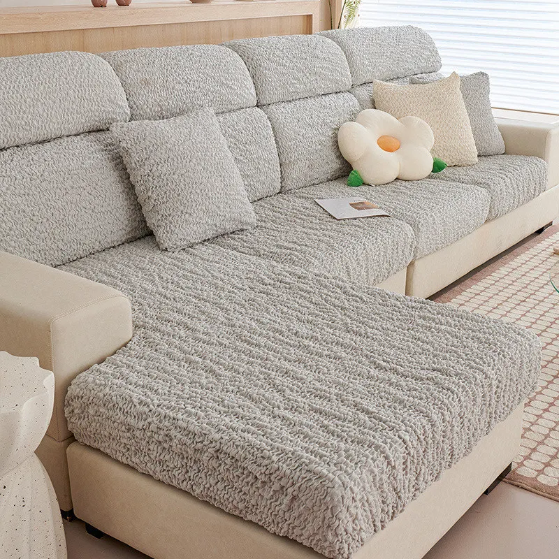 Super Stretch Individual Sofa Seat Cushion Covers for 2 3 Cushion Couch for Pets Seersucker Furniture Slipcover Anti Cat Scratch