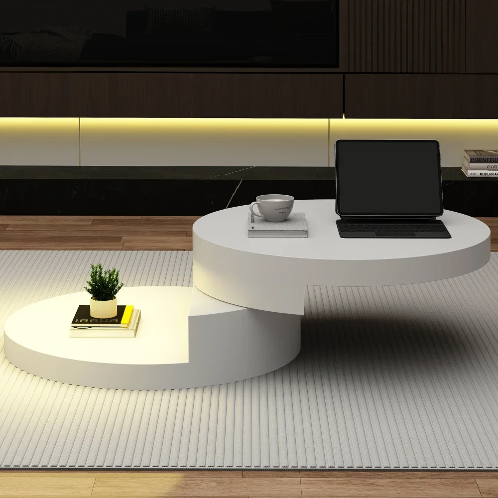Moderner zylindrischer Couchtisch 360° ° Drehbare Wohnzimmermöbel mit einer Kapazität von 30 kg – Detail 26