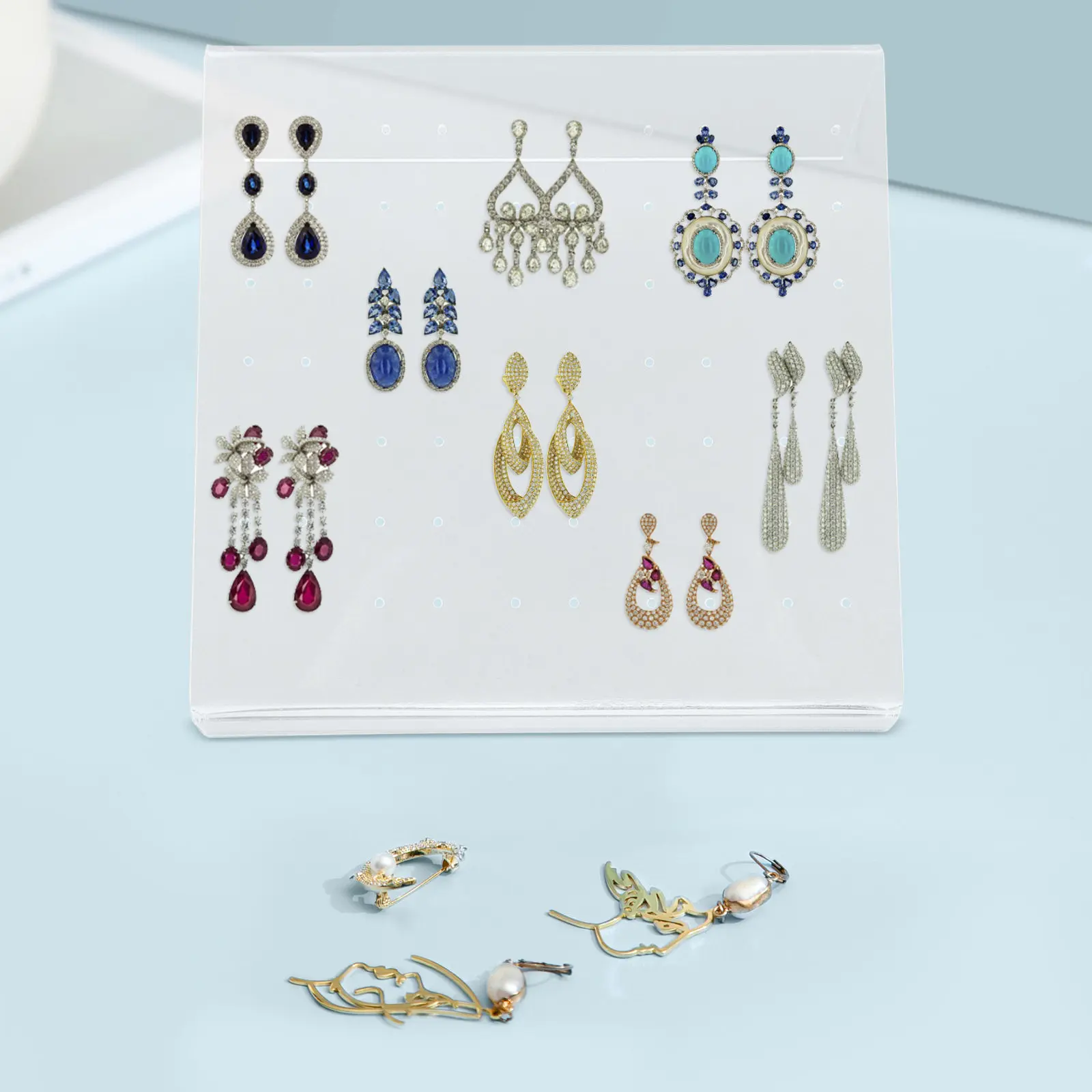 Acrylic Jewelry Display Stand Transparent Earring Holder Organizer Ear Studs for Retail Home Exhibitions Vanity Jewelry Storage