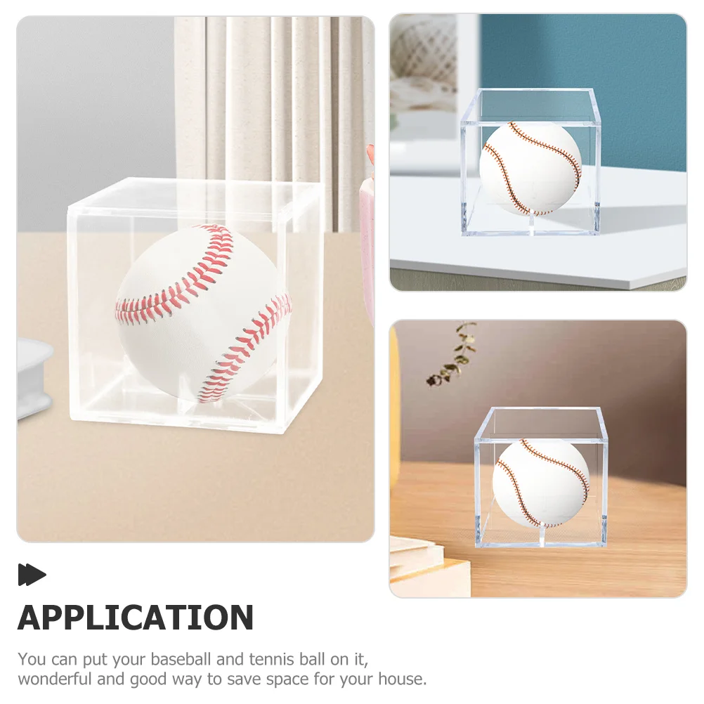 

2Pcs Dustproof Baseball Display Case Transparent Acrylic Cube Baseball Holder Compact Display Box for Sports Ball Storage