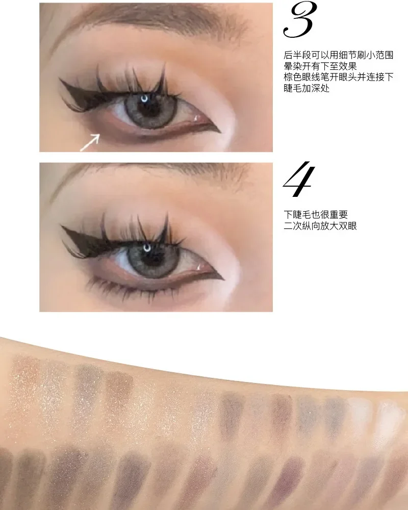 DIKALU Punk smoky Palette di ombretti a 42 colori Ombretto europeo chiaro Palette completa Grigio cemento Perlina opaca nera scura