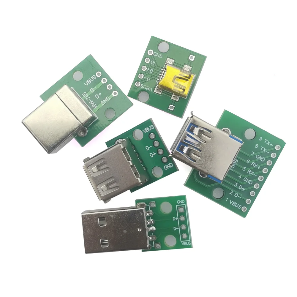 1PCS 4/5PIN Male Female Adapter MINI MICRO USB to DIP Adapter Board 2.54MM Connector 2.0 3.0 PCB Converter Catch Terminal Block