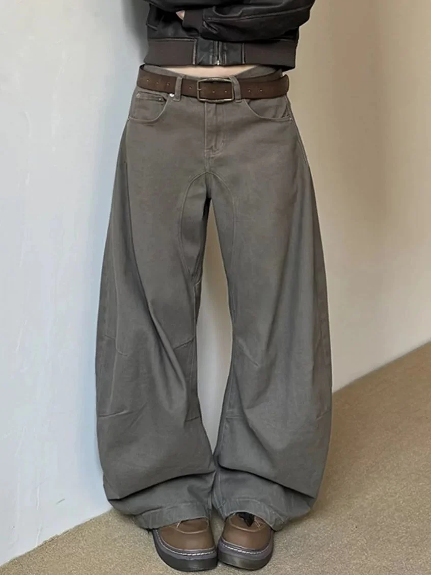 

Korean Punk Vintage Wide Leg Elegant Pants Women's Clothes Streetwear Fashion Jeans 2026 New Clothing Bottoms Casual Trousers