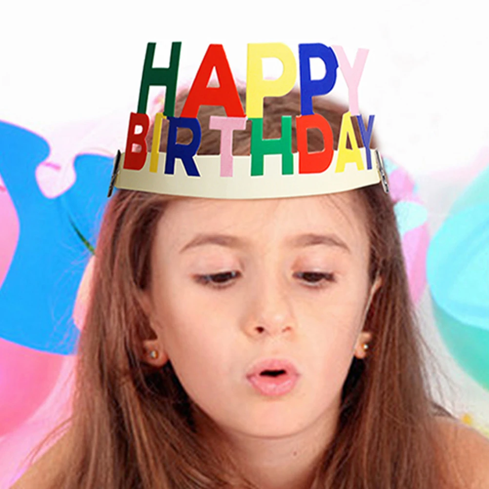

10pcs Birthday Hat Headband Colorful Happy Birthday Hairbands Kids Party Accessories Reusable Toddler Cake Hats
