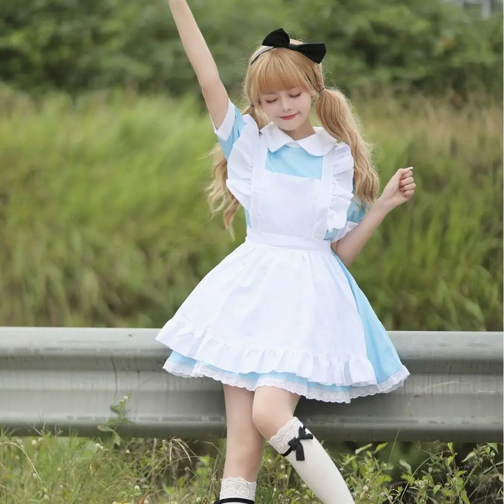 新しい不思議の国のアリスコスプレメイド衣装ローリーン衣装女性 orm 2023 夏中国製レディースセット学生作業服