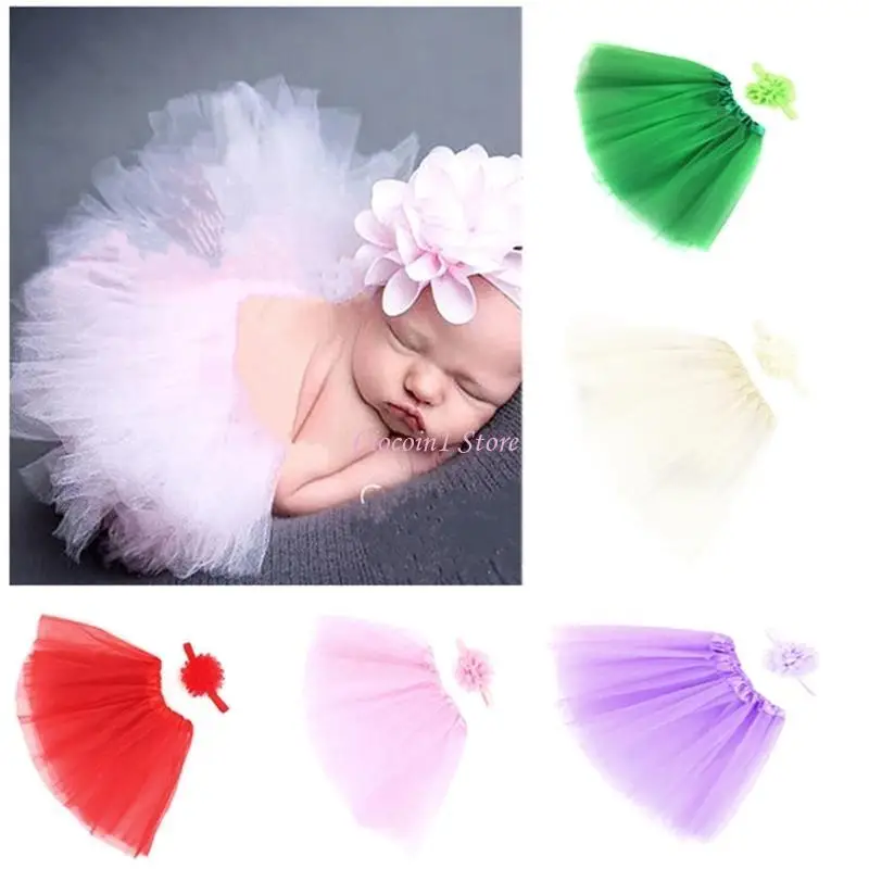 

Y1UB BABY PRINCESS COSTUME HAIRSBAND & TUTU ЮБИРКА SET SET Girls Photo Shootfit 2pcs