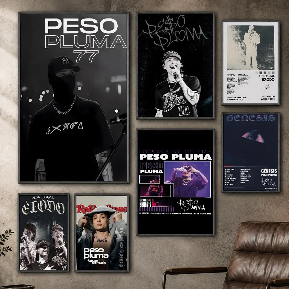 Music Peso Pluma Corridos Singer Album Poster  PP Self Adhesive Home Garage Dorm Bar Wall Decor Aesthetic Retro Gift