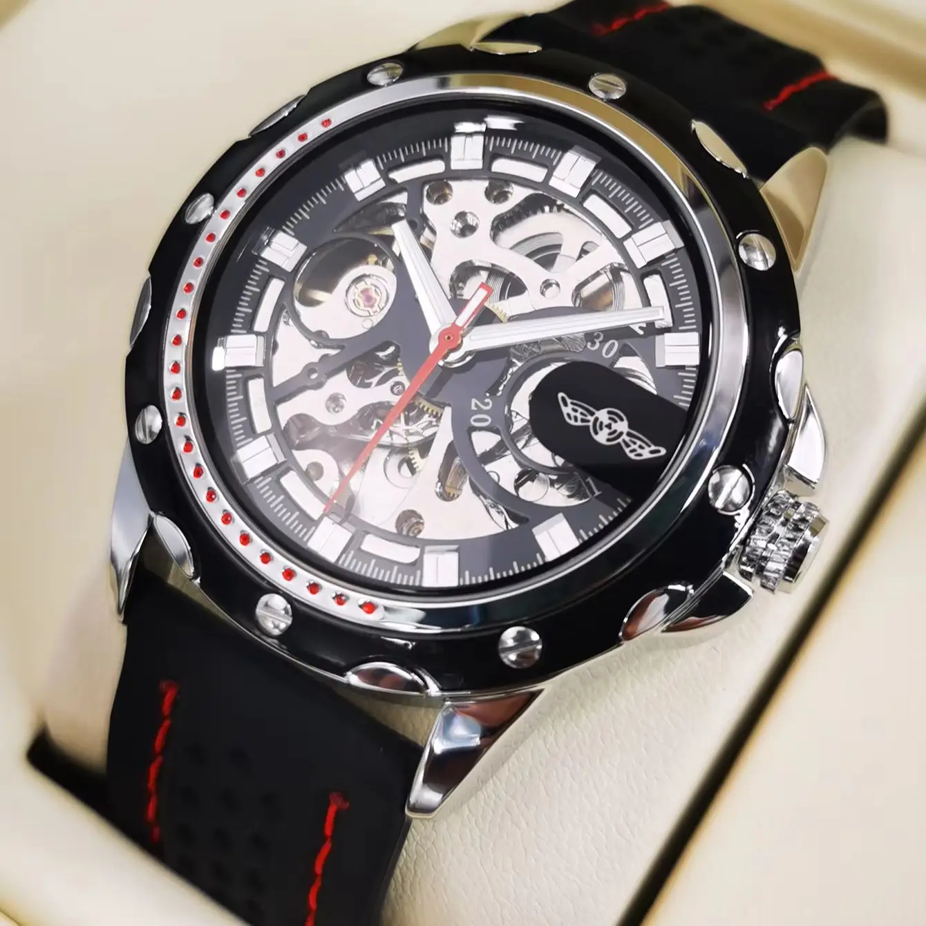 WINNER Business Mens Mechanical Wristwatches Luminous Hands Fashion Automatic Watch for Men Casual Rubber Strap Sports Watches