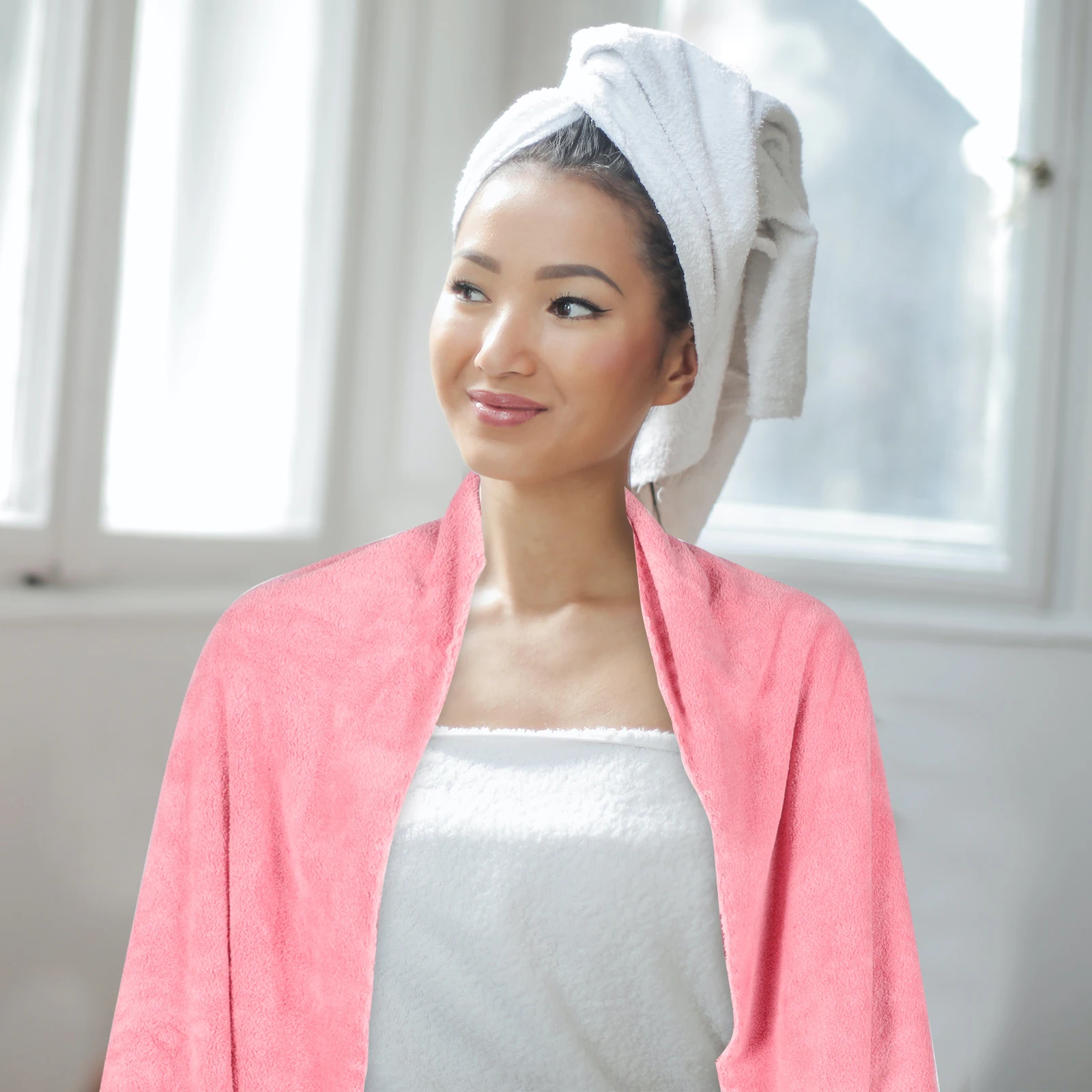 

1Set Coral Fleece Towel Household Towel Kit High Class Material Safe Use Good Water Absorption Detach