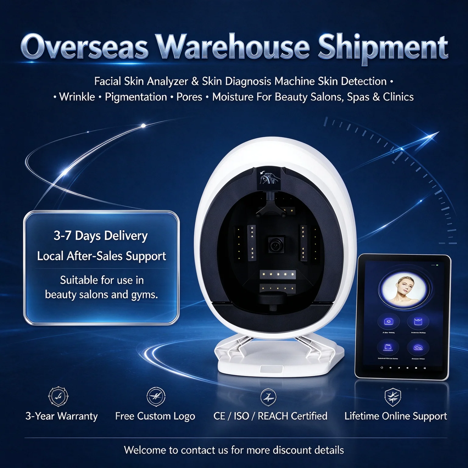 Q1 3D AI Magic Mirror Skin Analyzer Facial Scanner Dermatoscope Skin Tester Deep Analysis Machine For Professional Beauty Salon