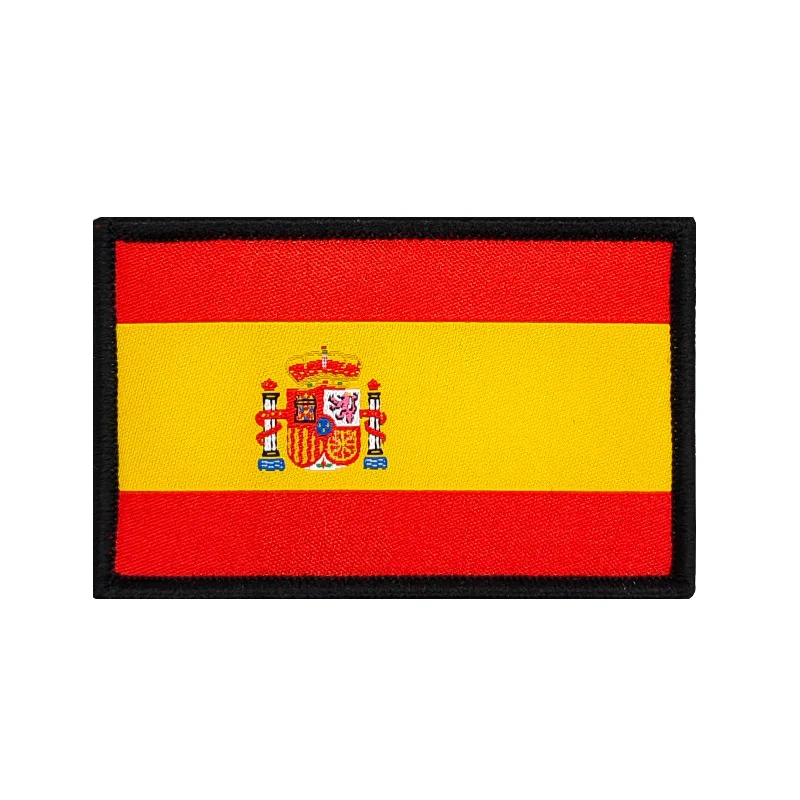 Spain Flag Embroidered Patch Infrared Reflective IR Spanish Flags Appliqued 3D PVC Rubber Glow In Dark Patches For Clothing Cap