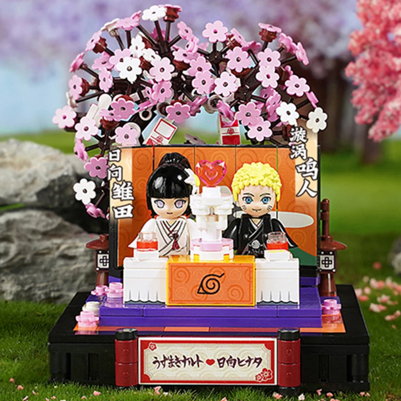 NEW Narutos And Hinata\'s Wedding Romantic Cherry Blossoms House Uzumakis Animes Building Blocks Classic Model Sets Bricks Kits