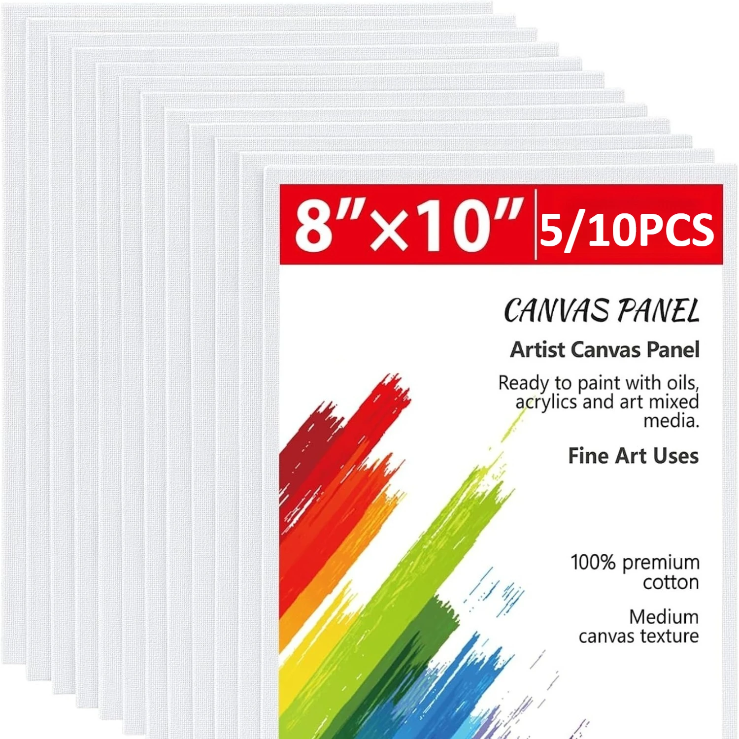 5/10 Pcs Canvas Boards for Painting, 8x10 Inch Blank Flat Canvas Panels Gesso Primed for Acrylic Oil Watercolor Art
