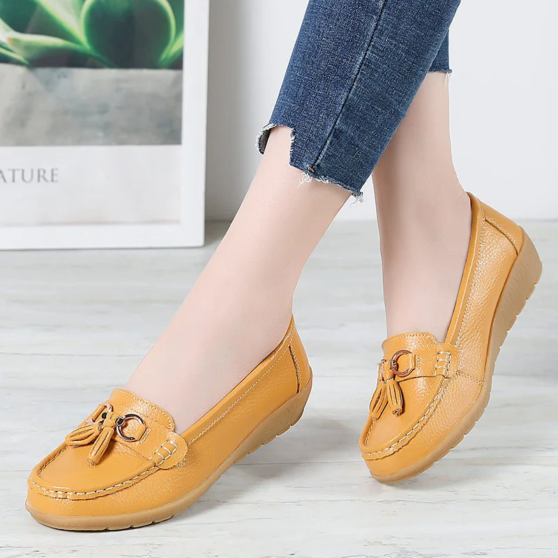 Wedge Shoes Women  2022 New Casual Classic Fashion Elegant Candy Colors Leather Shoes Comfortable Female Walking Footwear Lofers