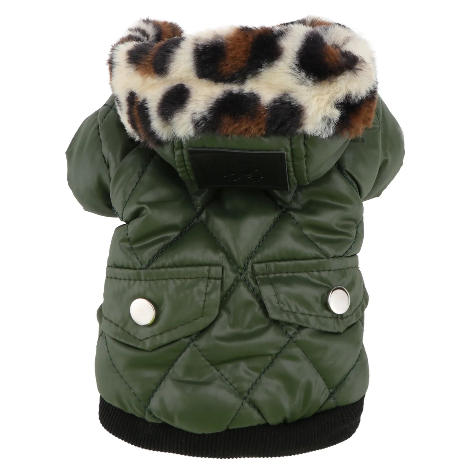 

Dog Coat Warm Puppy Hoodie Fleece Pet Apparel Collar Winter Wear For Small Medium Large Dogs Outdoor Indoor Army Green Xl