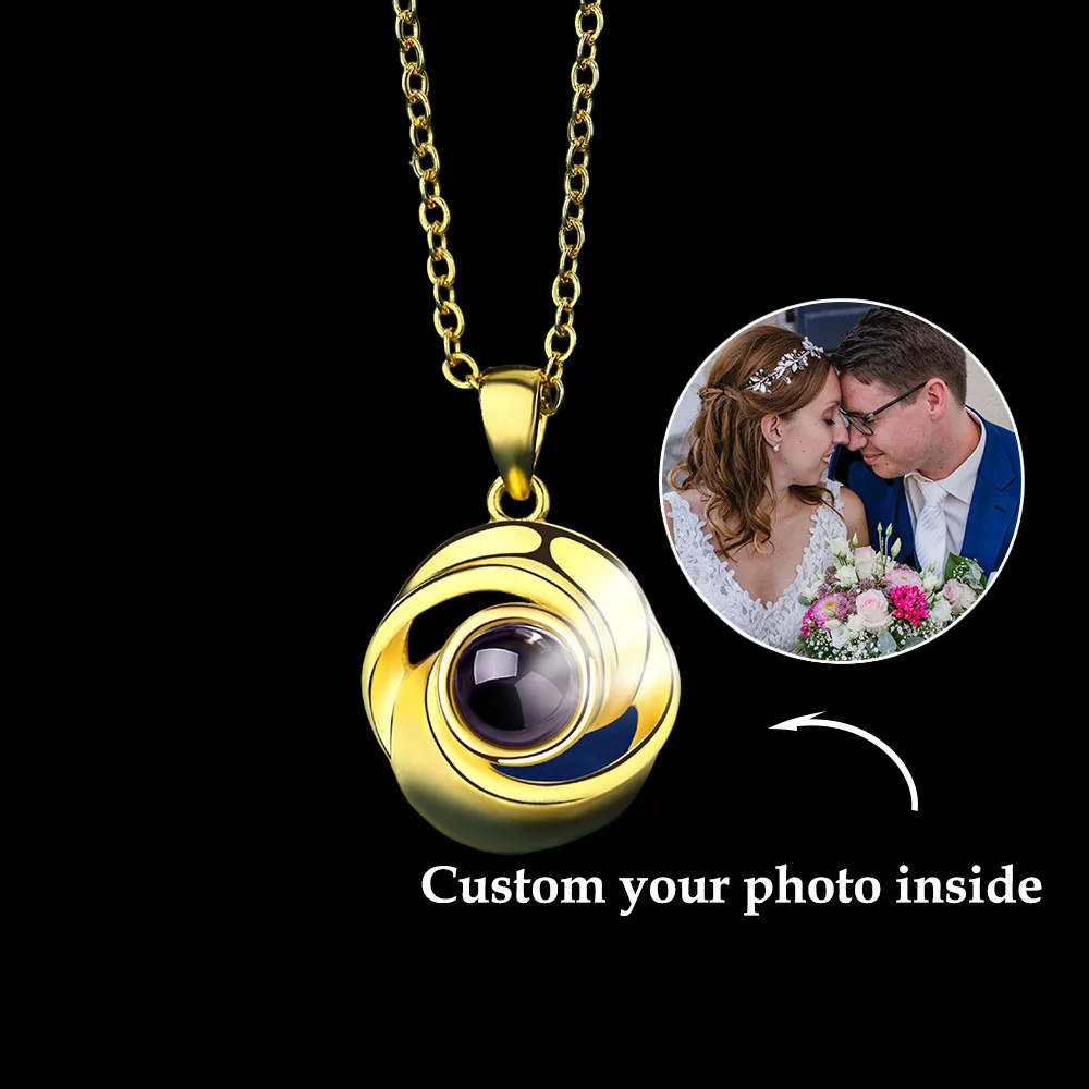 Personalized Photo Projection Nekclace with Custom Photo Rose Flower Shaped photo Projection Pendant Necklace Memorial Gift 2025