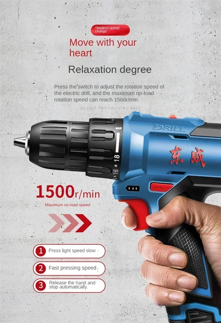 Powerful Brushless Lithium-ion Rechargeable Hand Drill for Home Use