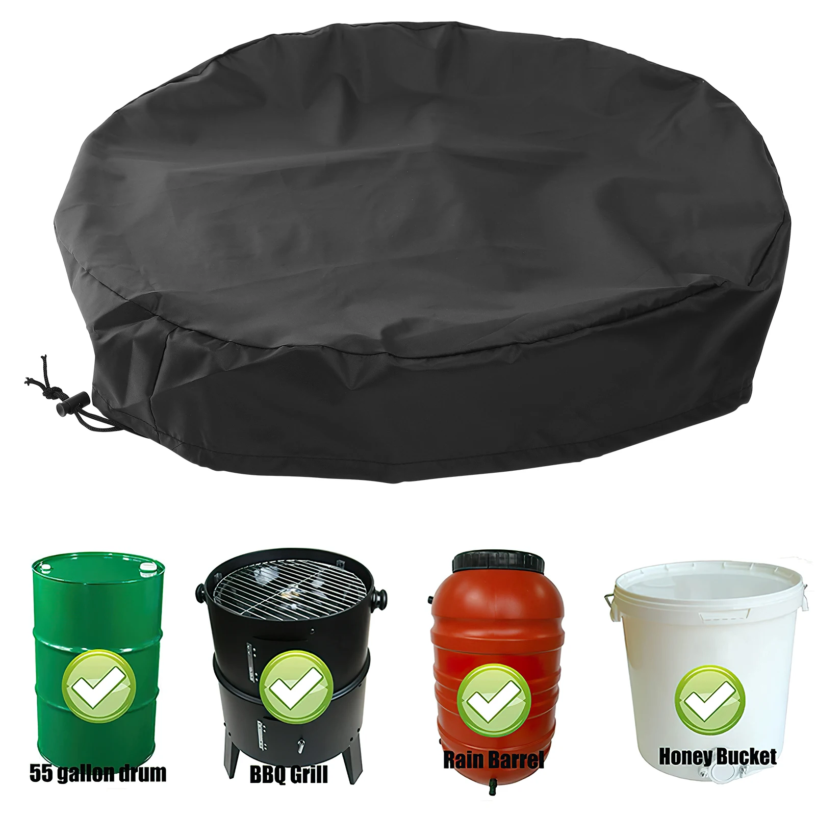 

Water Sealed Bucket Top Cover with Adjustable Drawstring Storage Barrel Cover Rain Collection Bucket Waterproof Protective Cloth
