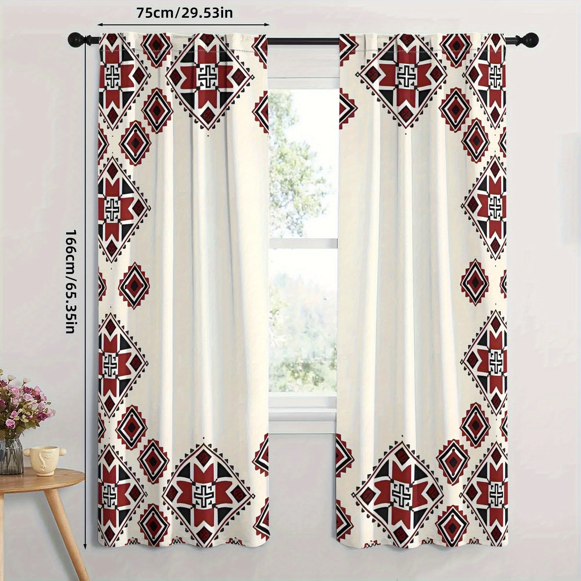 Navajo Curtains Tribal Pattern Window Drapes Boho Home Decor Living Room Bedroom Southwestern Style Unique Design