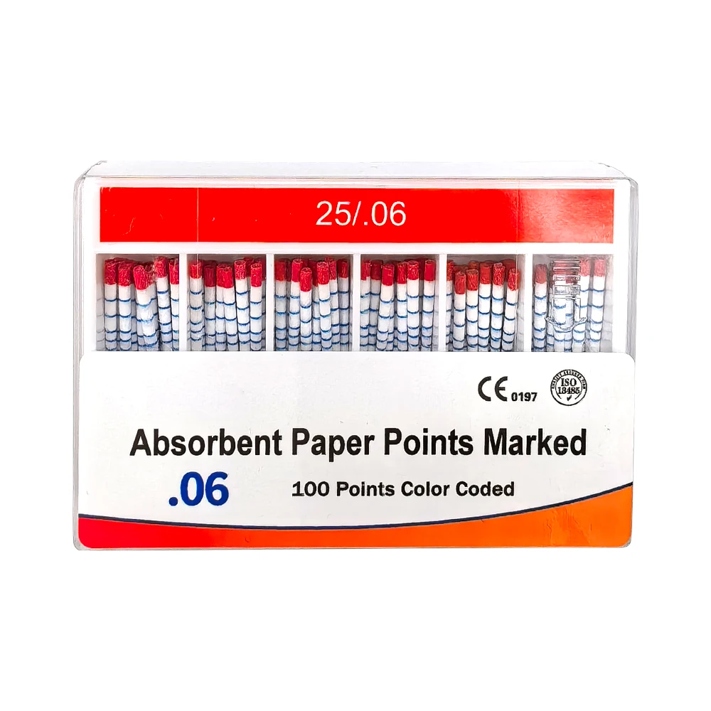 06 Taper Dental Absorbent Paper Points mm marked 25# Paper Points Root Canal Absorption Pure Cotton Fiber Dental Material