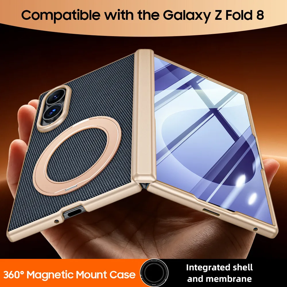 Case For Samsung Galaxy Z Fold 8 Ultra Fold8 Ultra Fold 8 Wide Fold8 Wide 5G 360° Ring Kickstand Leather Hinge Protection Cover