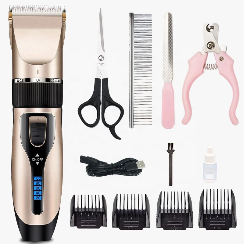 

Pet Cat Dog Clippers Professional Dogs Grooming Clipper Groomer Kit USB Rechargeable Low-Noise Pets Hair Trimmer Display Battery