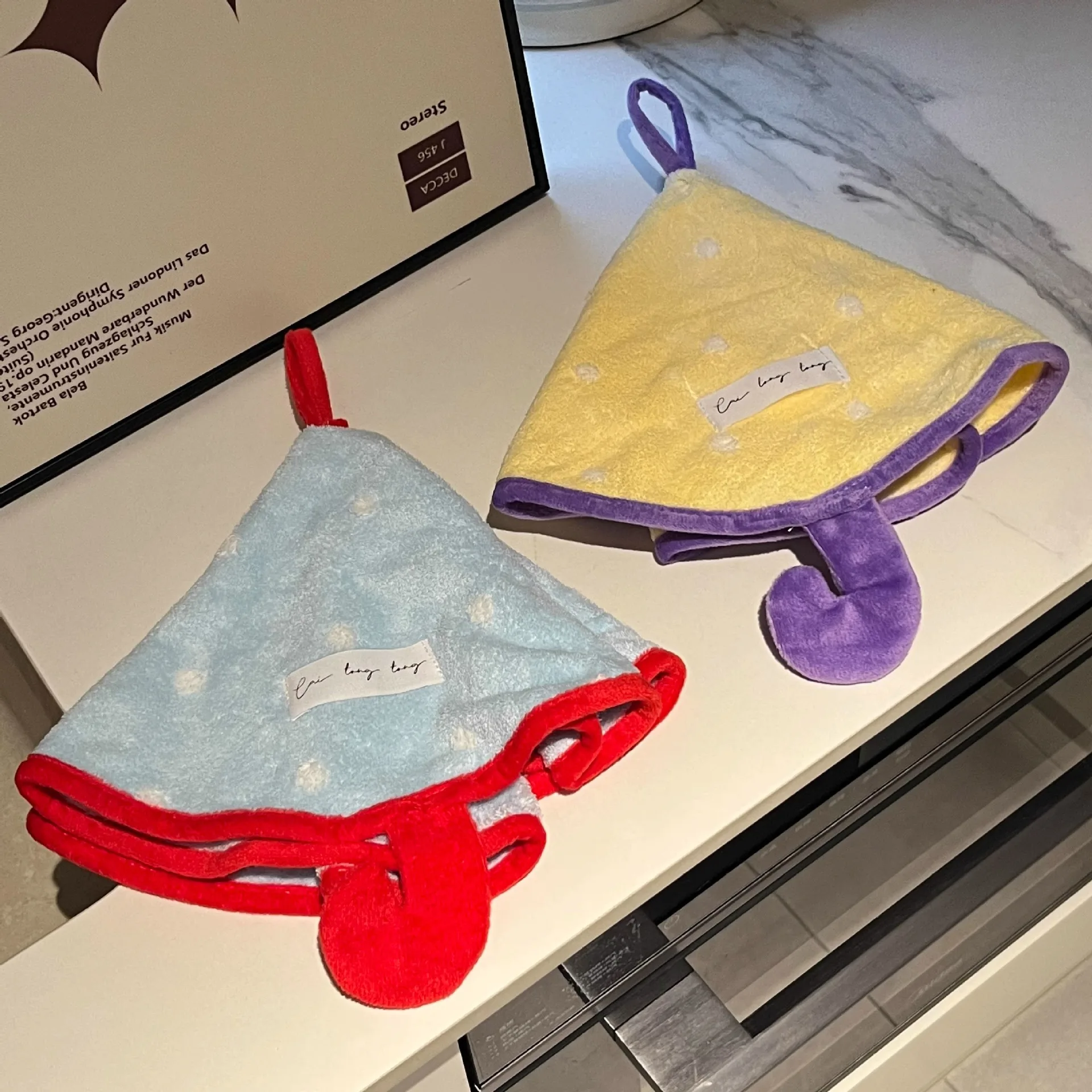 Water-absorbing Cute Rain Umbrella Hand Towel Kitchen Hanging Small Towel Coral Fleece Thickened Hand Towel  Hand Towel Bathroom