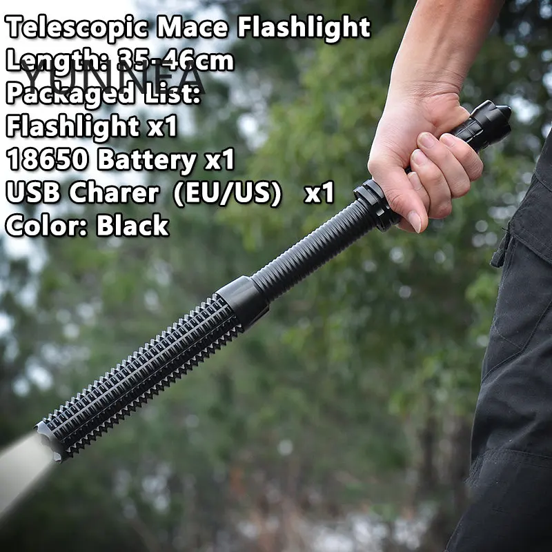 

Baseball Bat LED Flashlight Waterproof Super Bright Baton Aluminium Alloy Torch EDC Emergency Self Defense Tools Outdoor