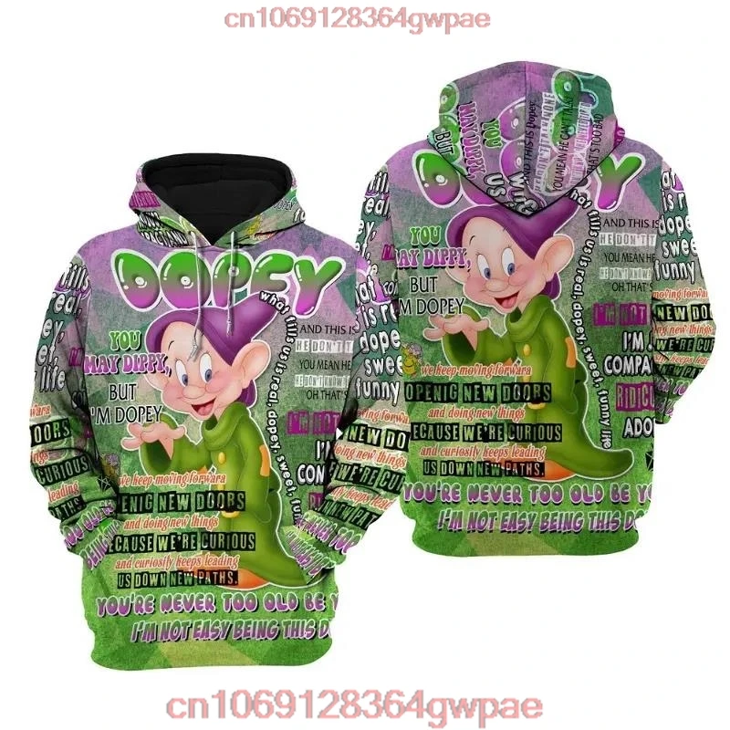 Disney Dopey Dwarf felpa con cappuccio Disney Graphic Cartoon outfit abbigliamento uomo donna bambini Toddlers felpa con cappuccio 3D