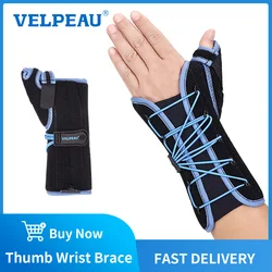 VELPEAU Wrist Brace with Thumb Stabilizer Adjustable for Tenosynovitis, Tendonitis and Pain Relief Wrist Splint with Drawstring