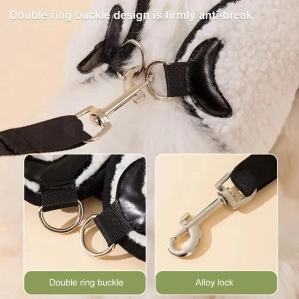 Lamb Velvet Dog Harness and Leash Set Adjustable Vest Vest Style Pet Harness Leash Comfortable Escape Proof Pet Chest Strap Set