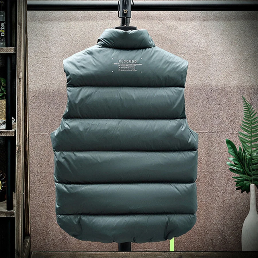 Men's Down Vest Winter Warm White Duck Down Puffy Padded Waistcoat Lightweight Thick Sleeveless Jacket Outside Coat Men Clothes