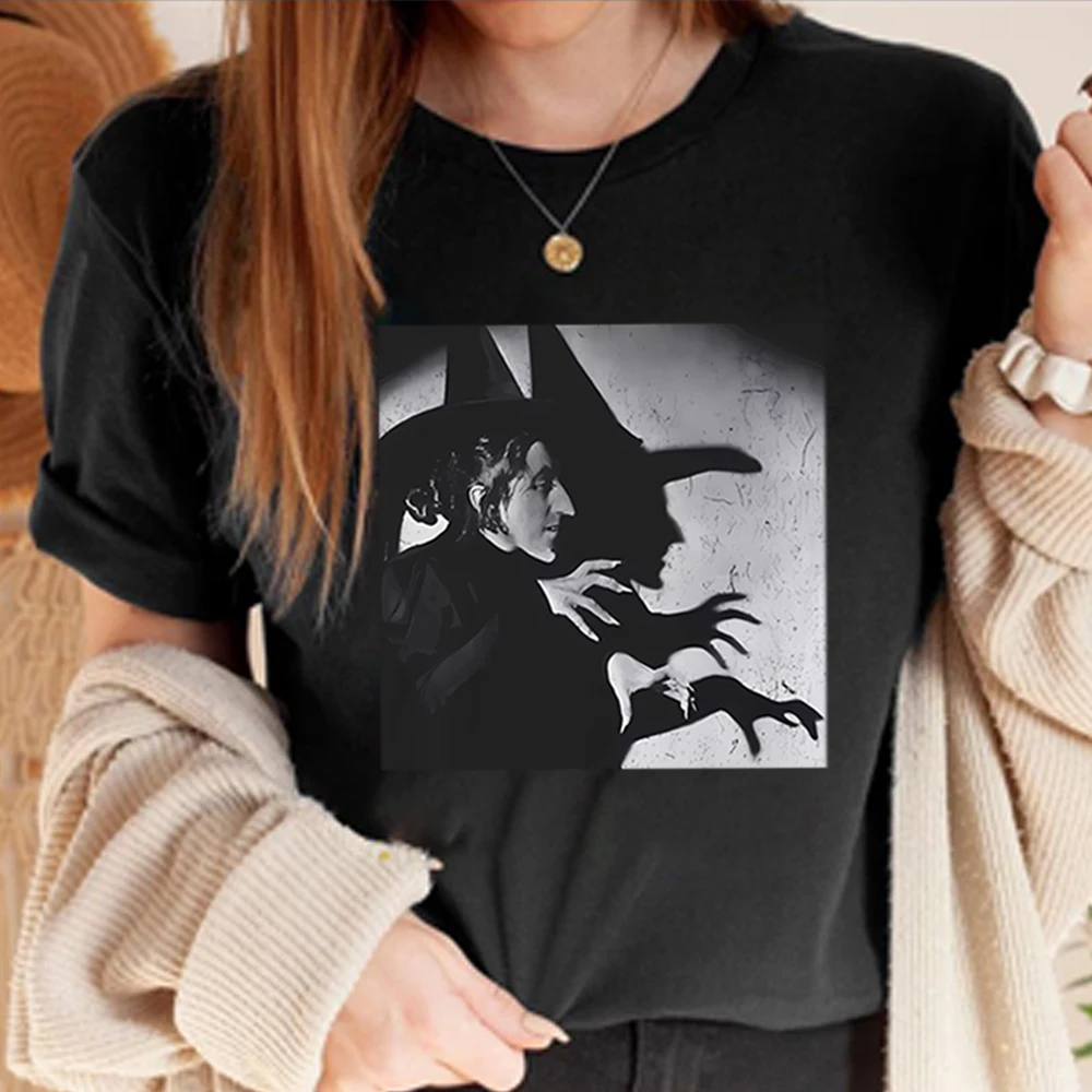 Wicked Witch of The West T Shirt Vintage Wizard Tshirt Horror Shirts Halloween Tee Witch Shadow Short Sleeves Tops Holiday Gift