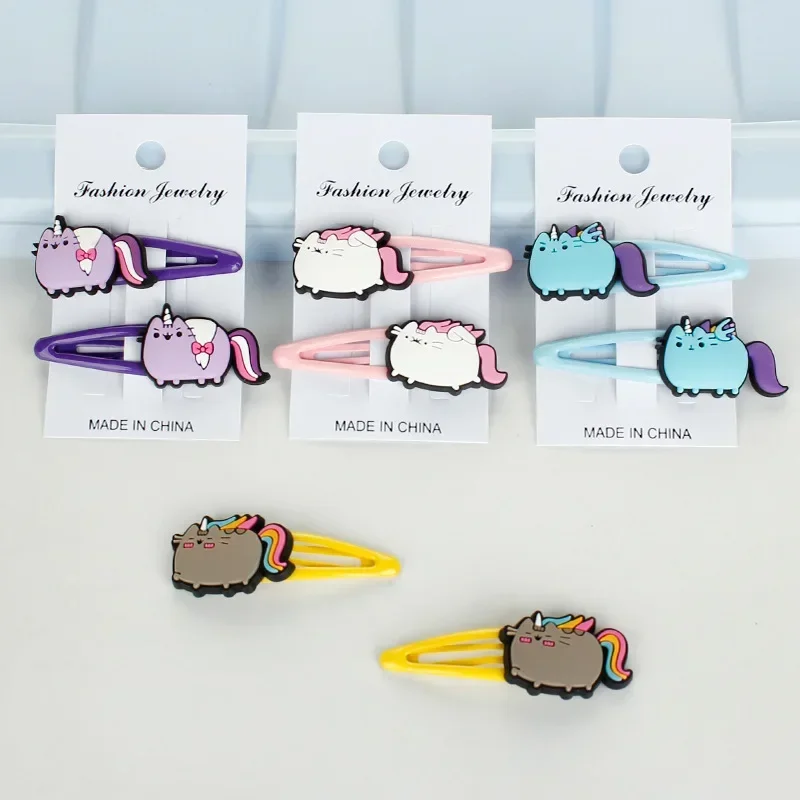 Kawaii Pusheen Kids Haarclips Cartoon Anime Figuren Katten Schattige Bb Clip Hoofddeksels Waterdruppel Vorm Haarspeldaccessoires Meisjes Geschenken