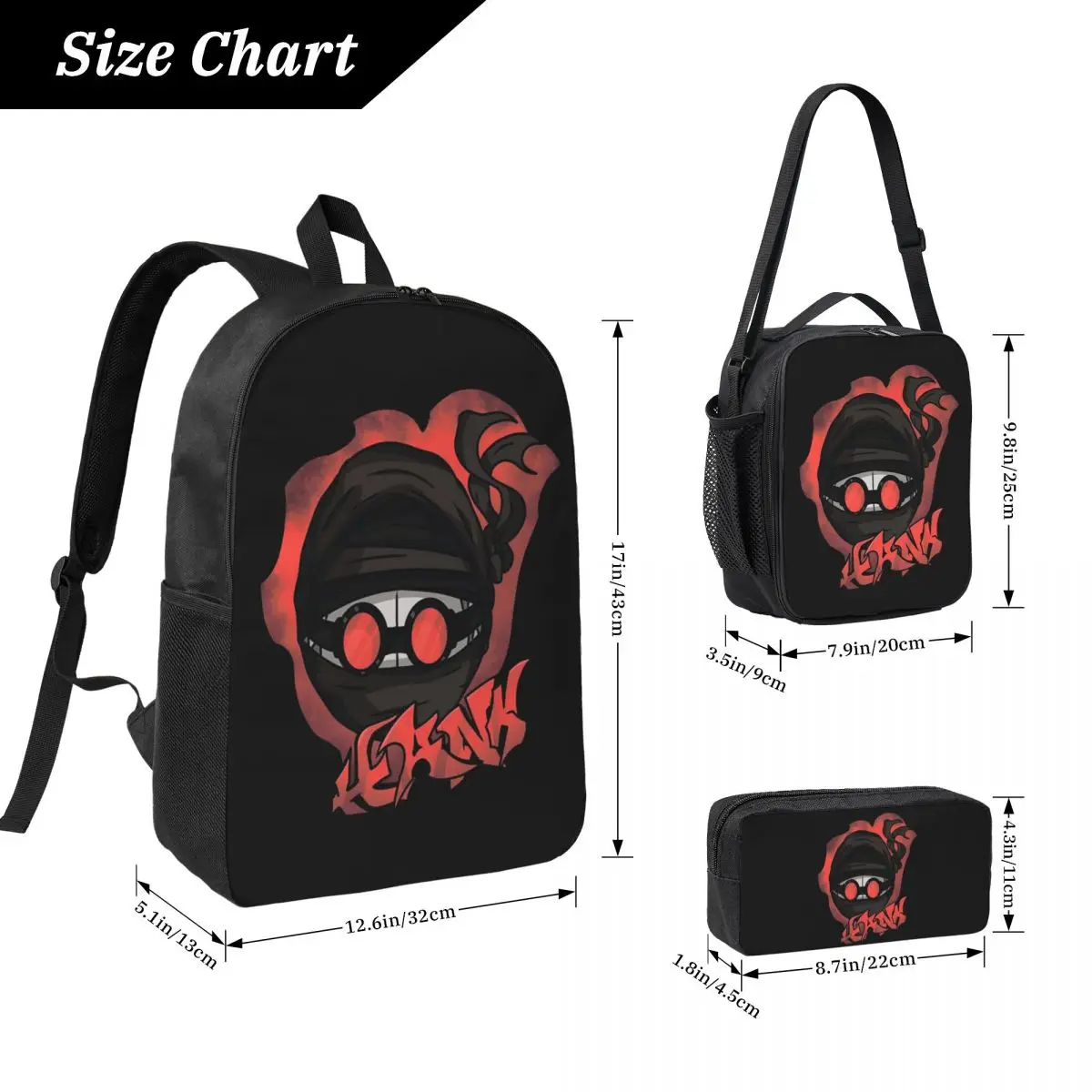 Madness Combat Hank Head Graffiti Backpack BookBag School Bag Computer Shoulder Bags 3ps Insulated Lunch Bag Pencil Case