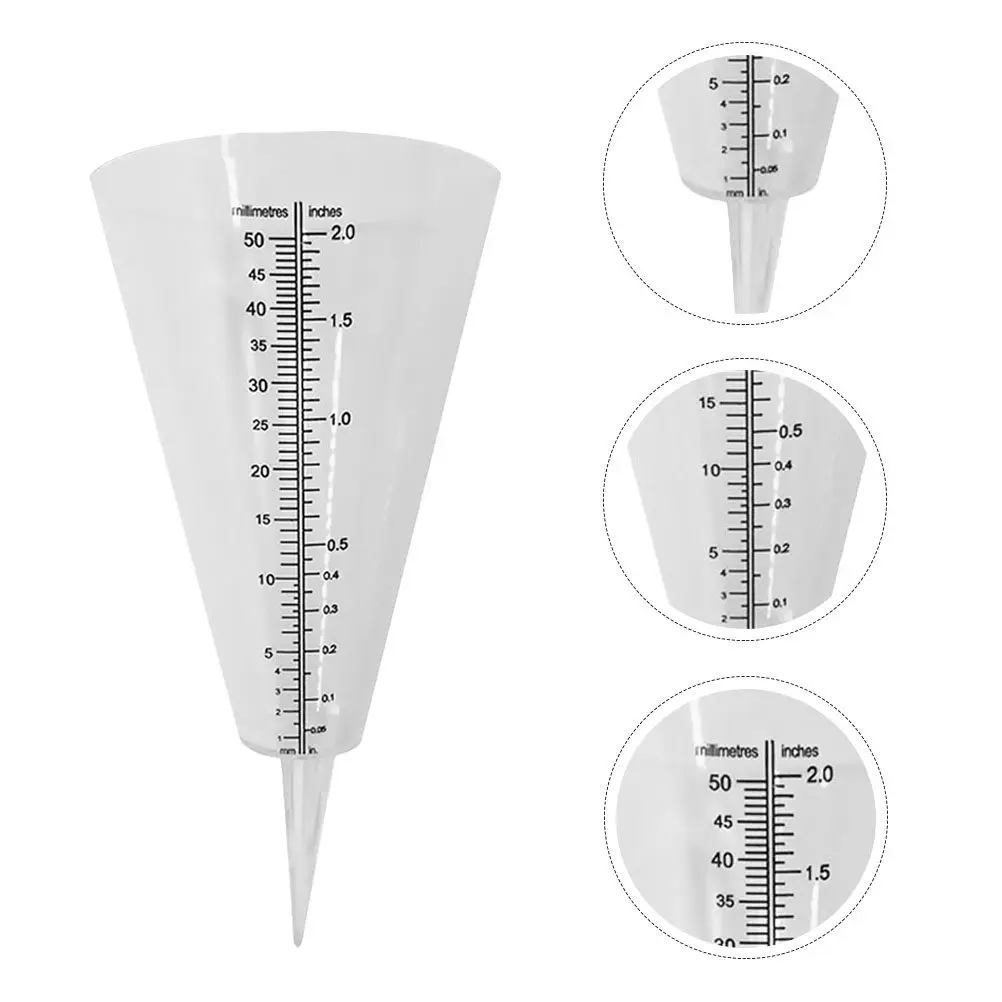 2Pcs Cone Shaped Rain Gauge Transparent Plastic Rainfall Measuring Cup for Garden Lawn Farming Outdoor Climate Research Rain