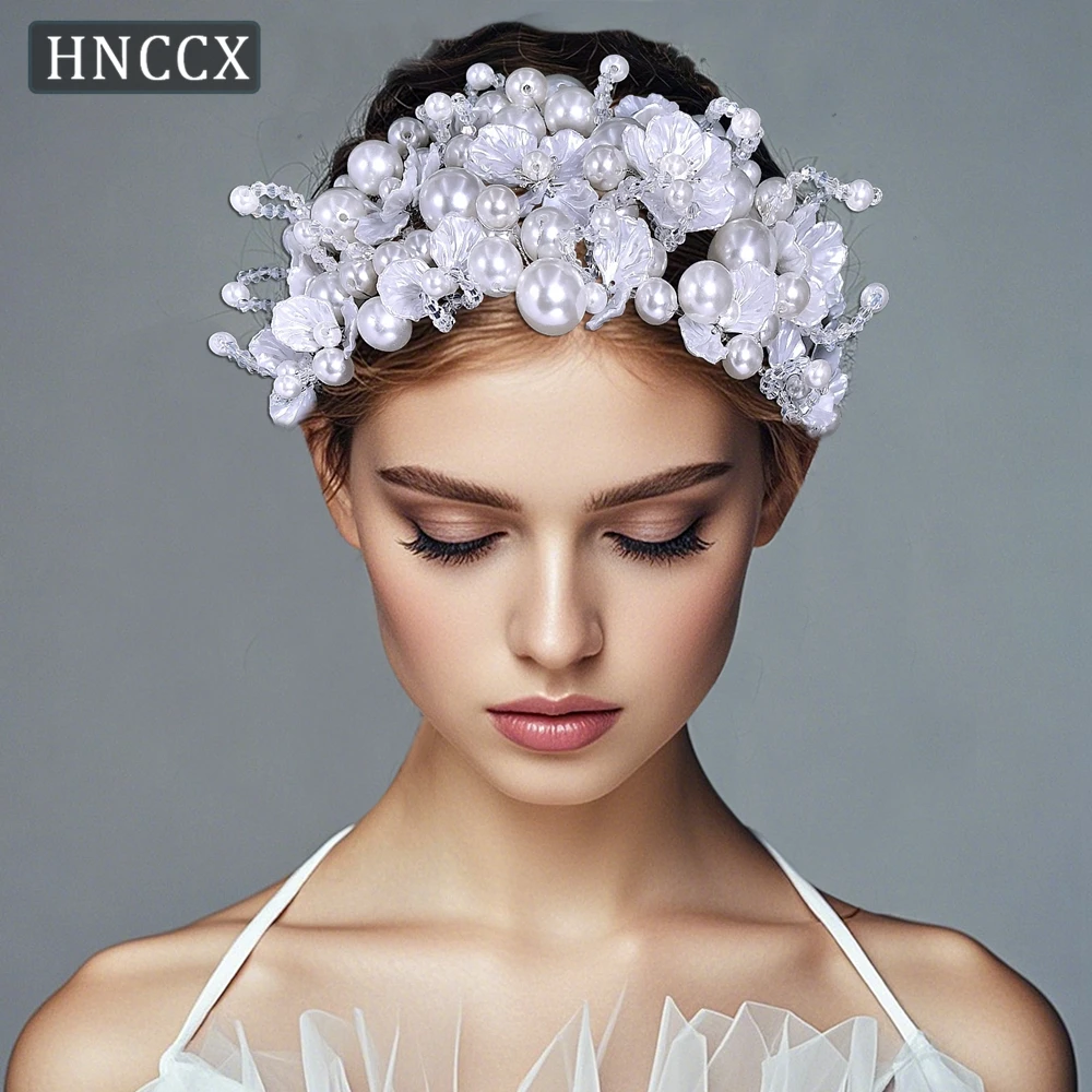 HNCCX Luxury Pearl Crystal Bride Head Hoop Princess Wedding Bridal Tiara headband Wedding Hair Jewelry Bridal Accessories CP809