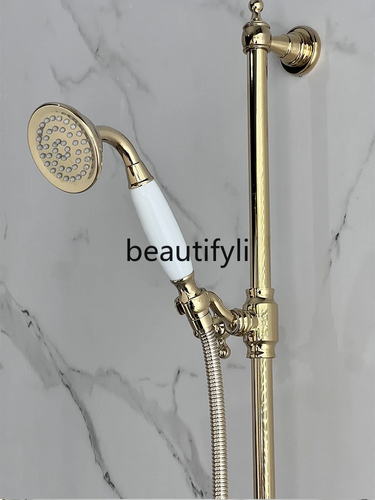 Thermostatic shower shower set Simple surface zirconium gold lifting shower copper