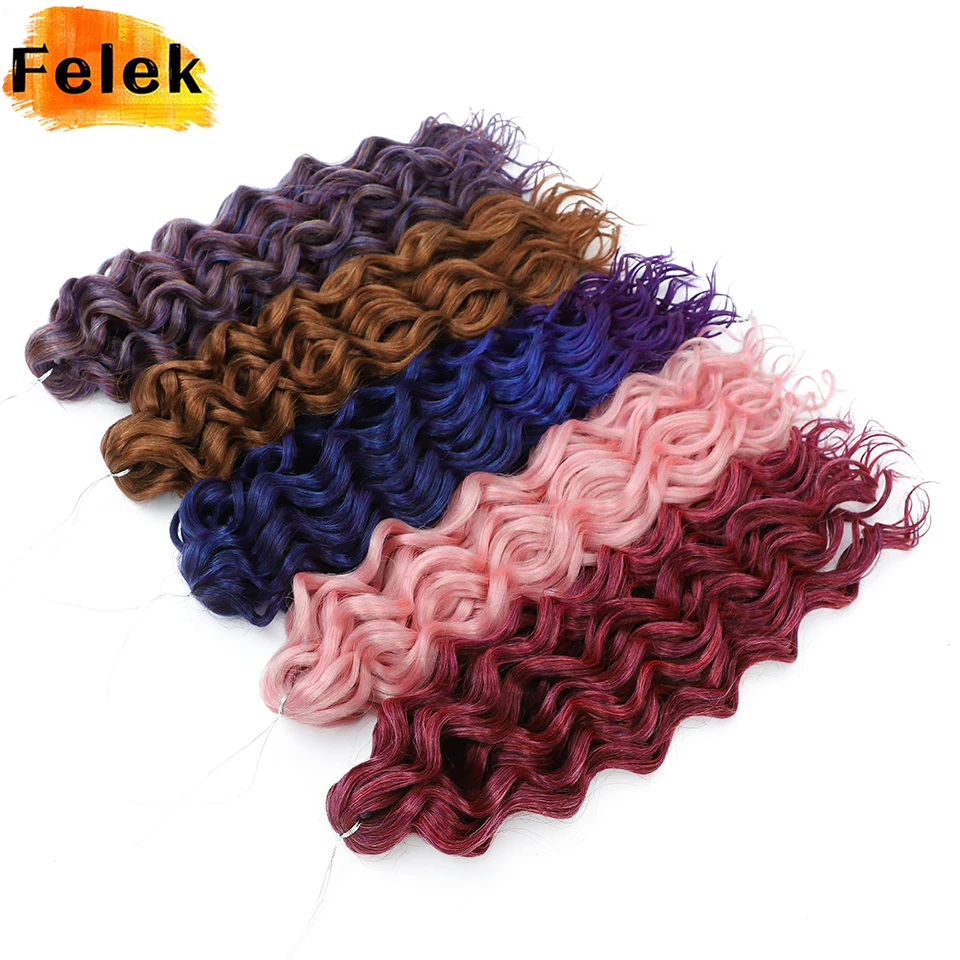

Synthetic Ocean Wave Braiding Hair Extensions 18 24" Hawaii Curls Crochet Braids Ombre Brown Pink Water WaveTwist Hair For Women
