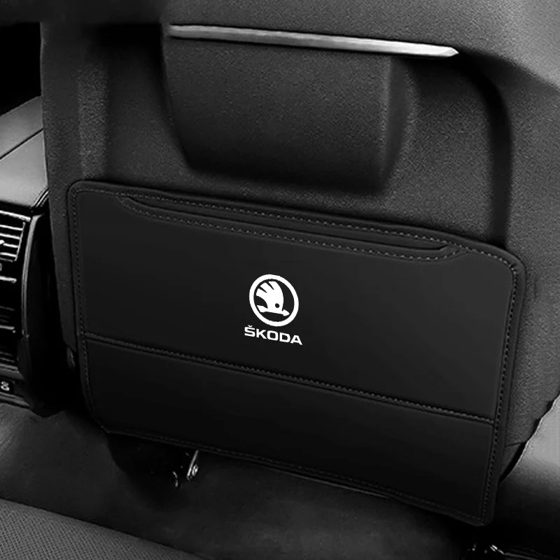 High Quality Car Seat Backrest Protector Leather Cover for Skoda Octavia A2 A7 Kodiaq Enyaq iV Kamiq Superb Fabia Rapid Karoq