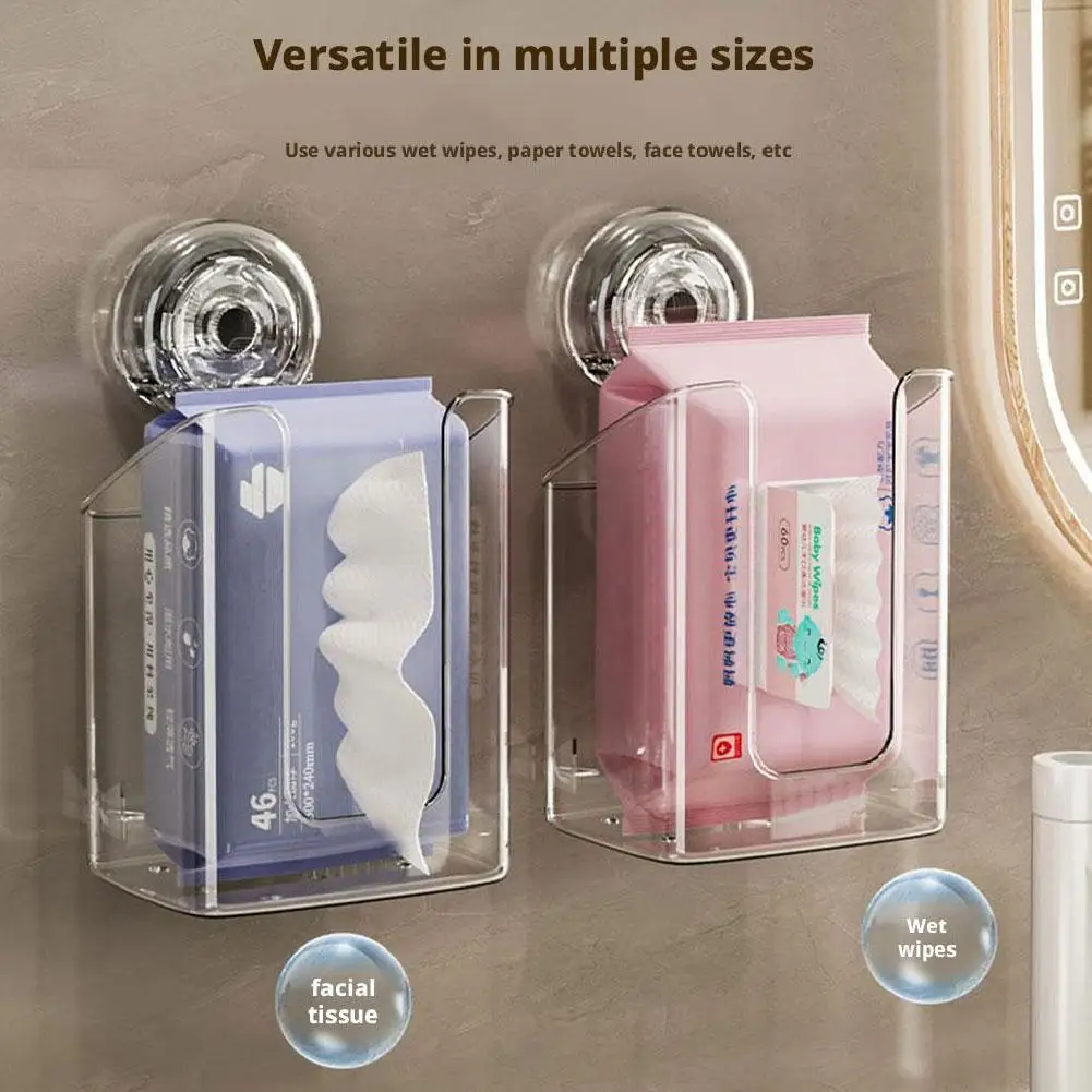 

1PC Stable Suction Cup Toilet Paper Holder Removable Wall Office Tissue Wipe PET Rack Mounted Waterproof Holder B8P4