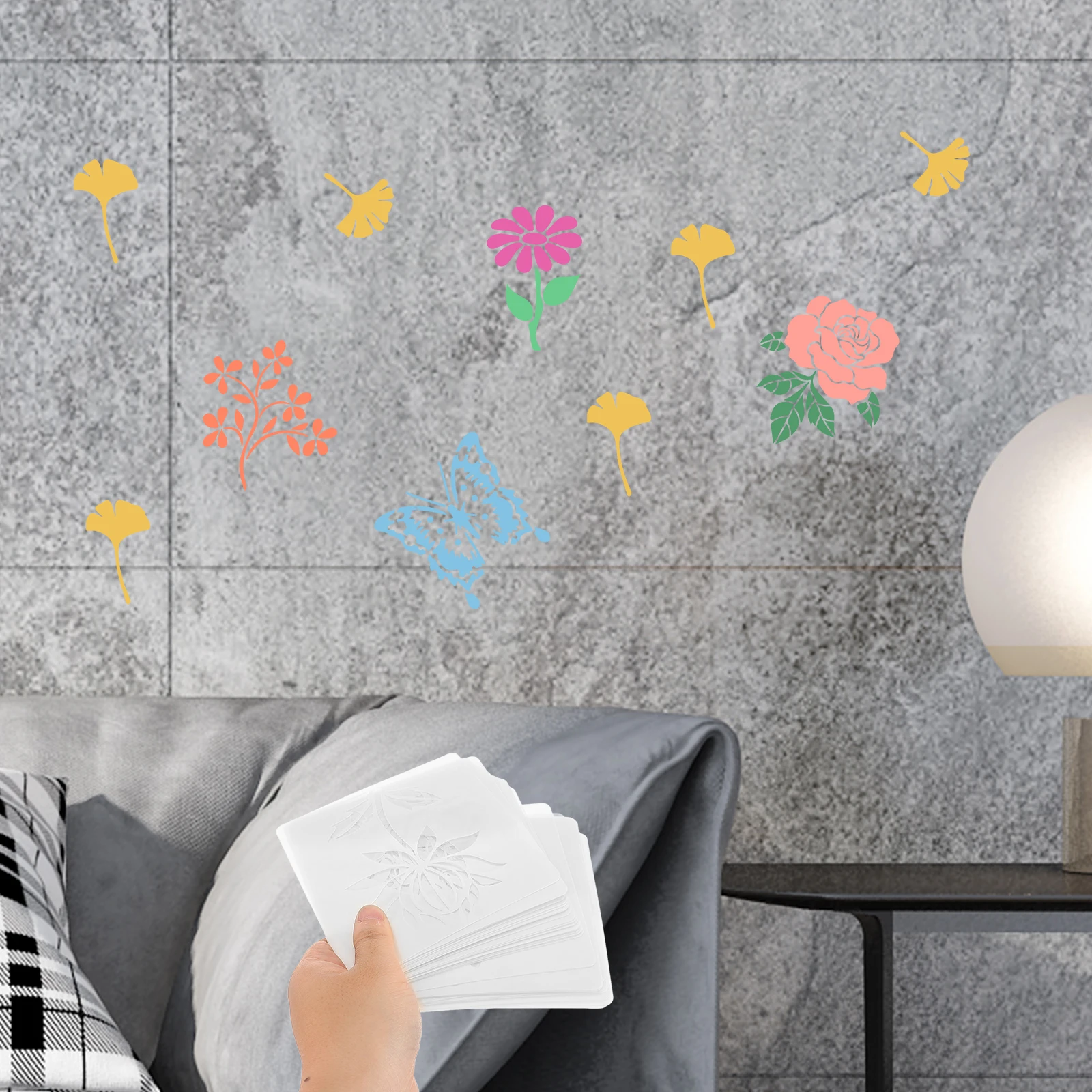 

Flower Painting Stencils Wildflower Wall Stencil Reusable Hollow Leaf Templates Spray Stencils For Wood Canvas Bag Craft